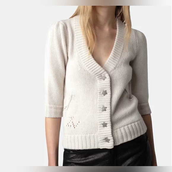 NWT Zadig & Voltaire Betsy Cardigan in Ecru, size small - Picture 4 of 14